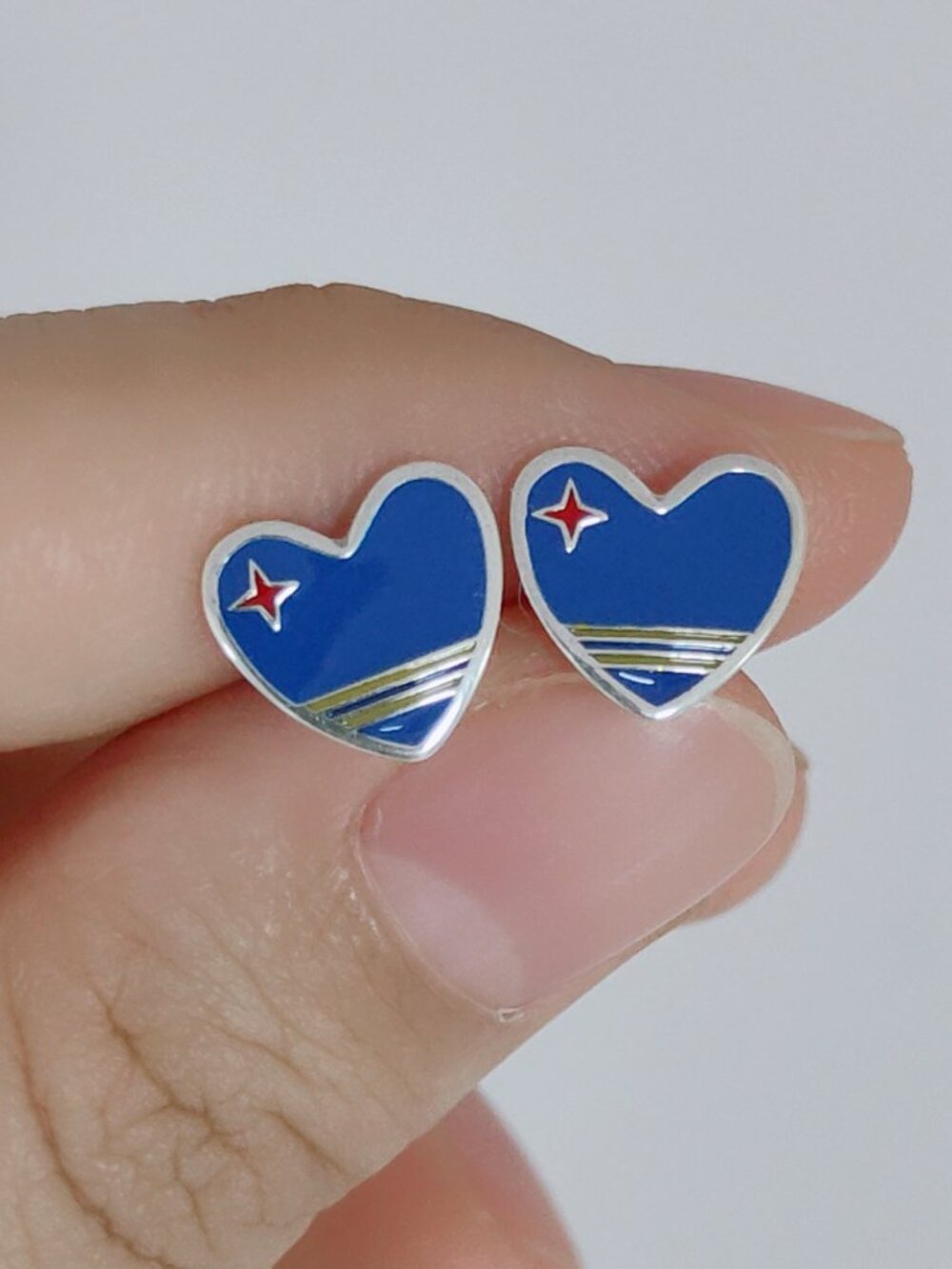 Aruba Flag Earring Stud Earrings Exclusive Designed Women Jewelry S925 Silver